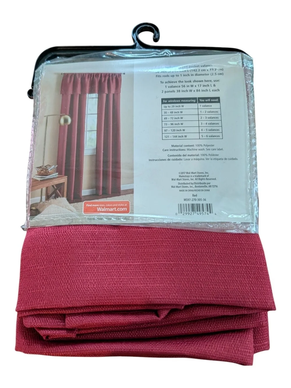 Mainstays Red 17-Inch Valance - 56